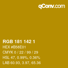 カラーコード: RGB 181 142 1 | qconv.com