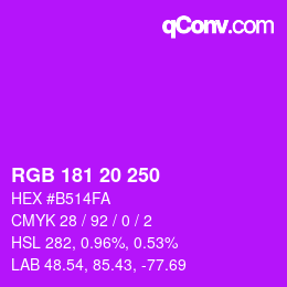 Código de color: RGB 181 20 250 | qconv.com