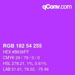 Code couleur: RGB 182 54 255 | qconv.com