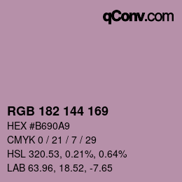 Código de color: RGB 182 144 169 | qconv.com