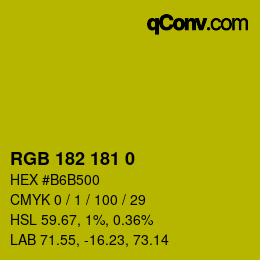 Color code: RGB 182 181 0 | qconv.com