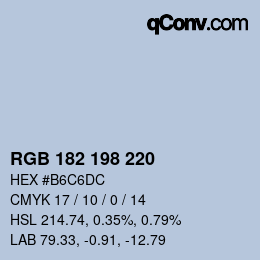 Farbcode: RGB 182 198 220 | qconv.com