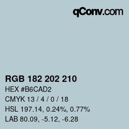 Código de color: RGB 182 202 210 | qconv.com