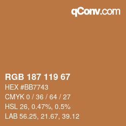 Code couleur: RGB 187 119 67 | qconv.com