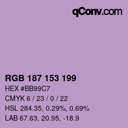 Code couleur: RGB 187 153 199 | qconv.com