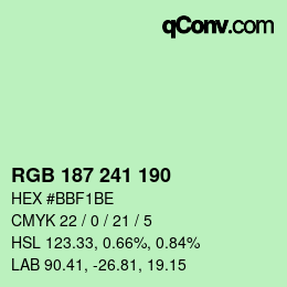 Farbcode: RGB 187 241 190 | qconv.com