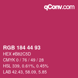 Color code: RGB 184 44 93 | qconv.com