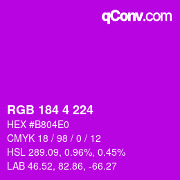 Code couleur: RGB 184 4 224 | qconv.com