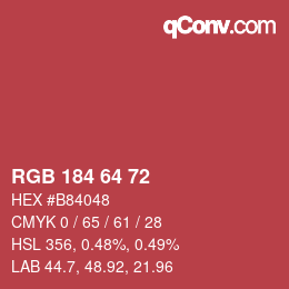 Color code: RGB 184 64 72 | qconv.com