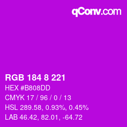 カラーコード: RGB 184 8 221 | qconv.com