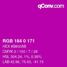 Farbcode: RGB 184 0 171 | qconv.com