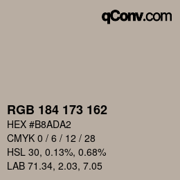 Farbcode: RGB 184 173 162 | qconv.com