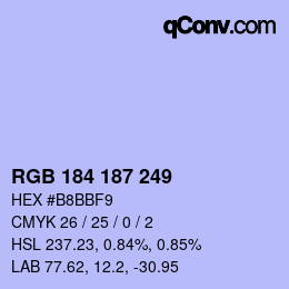 Color code: RGB 184 187 249 | qconv.com