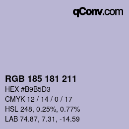 Code couleur: RGB 185 181 211 | qconv.com