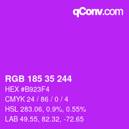 Code couleur: RGB 185 35 244 | qconv.com