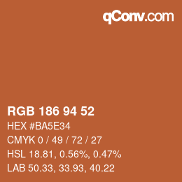 Color code: RGB 186 94 52 | qconv.com