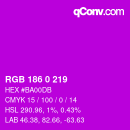 Código de color: RGB 186 0 219 | qconv.com