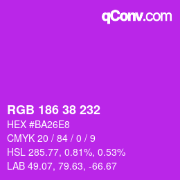 Código de color: RGB 186 38 232 | qconv.com