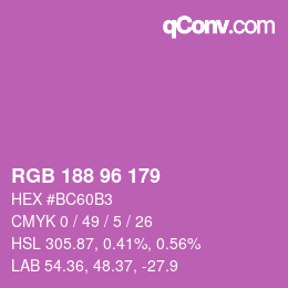 Code couleur: RGB 188 96 179 | qconv.com