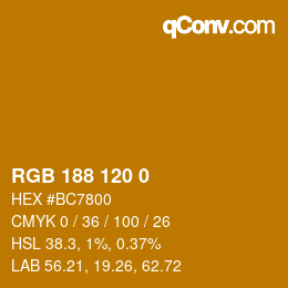 Color code: RGB 188 120 0 | qconv.com