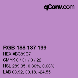 Color code: RGB 188 137 199 | qconv.com