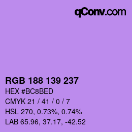 Color code: RGB 188 139 237 | qconv.com