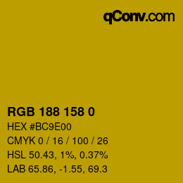 Código de color: RGB 188 158 0 | qconv.com