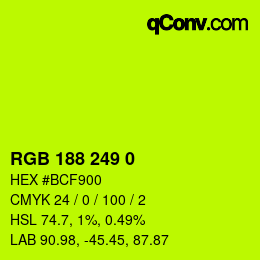 Color code: RGB 188 249 0 | qconv.com