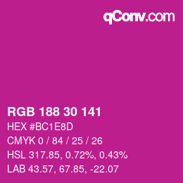 Código de color: RGB 188 30 141 | qconv.com