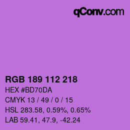 Farbcode: RGB 189 112 218 | qconv.com