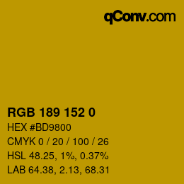 Código de color: RGB 189 152 0 | qconv.com