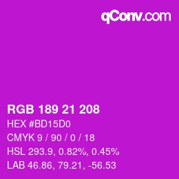 Code couleur: RGB 189 21 208 | qconv.com