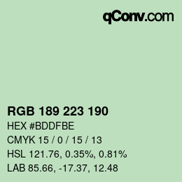 Código de color: RGB 189 223 190 | qconv.com