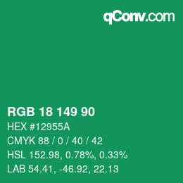 Code couleur: RGB 18 149 90 | qconv.com