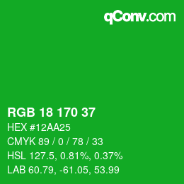 Código de color: RGB 18 170 37 | qconv.com