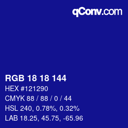 Color code: RGB 18 18 144 | qconv.com