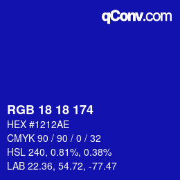 Color code: RGB 18 18 174 | qconv.com