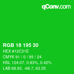 Código de color: RGB 18 195 30 | qconv.com