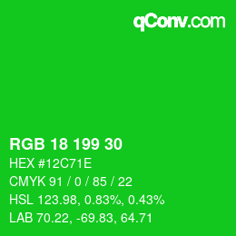 Code couleur: RGB 18 199 30 | qconv.com