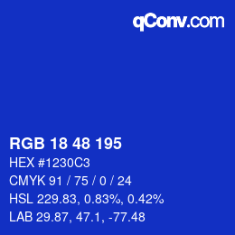 Color code: RGB 18 48 195 | qconv.com