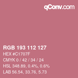 Code couleur: RGB 193 112 127 | qconv.com