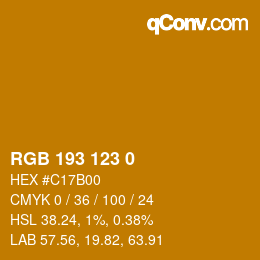 Color code: RGB 193 123 0 | qconv.com