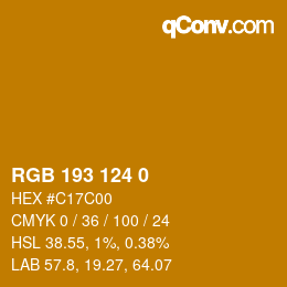 カラーコード: RGB 193 124 0 | qconv.com