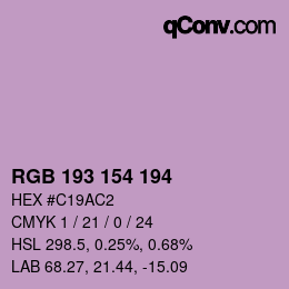 Color code: RGB 193 154 194 | qconv.com