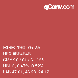 Farbcode: RGB 190 75 75 | qconv.com