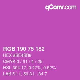 Código de color: RGB 190 75 182 | qconv.com