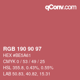 Code couleur: RGB 190 90 97 | qconv.com