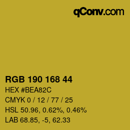 Color code: RGB 190 168 44 | qconv.com