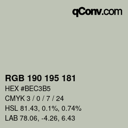 Color code: RGB 190 195 181 | qconv.com