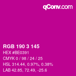 Farbcode: RGB 190 3 145 | qconv.com